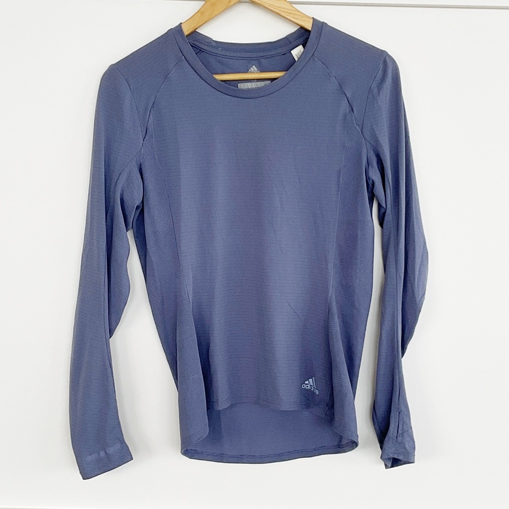 adidas Light Blue Energy Running Long Sleeve Crew Top